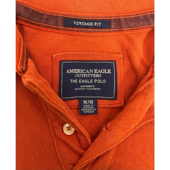 American Eagle Polo Shirt Mens M Medium Orange Vintage Fit Short Sleeve Golf Y2K - Picture 4 of 5